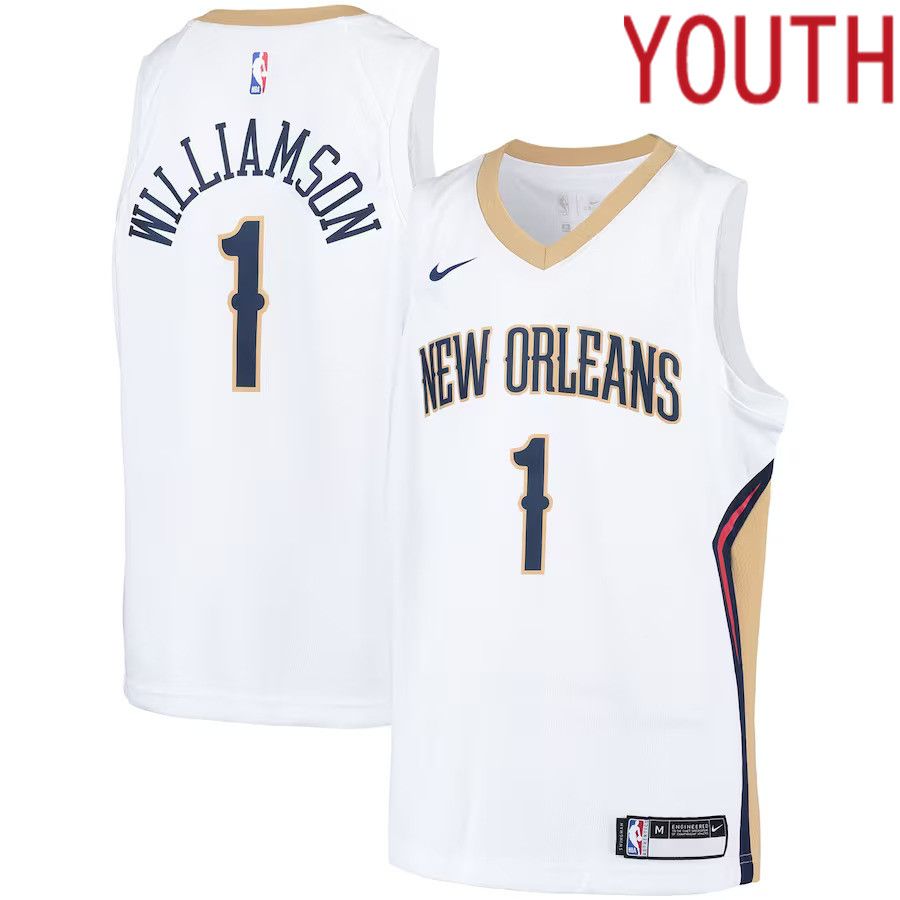 Youth New Orleans Pelicans 1 Zion Williamson Nike White Association Edition Swingman Player NBA Jersey
